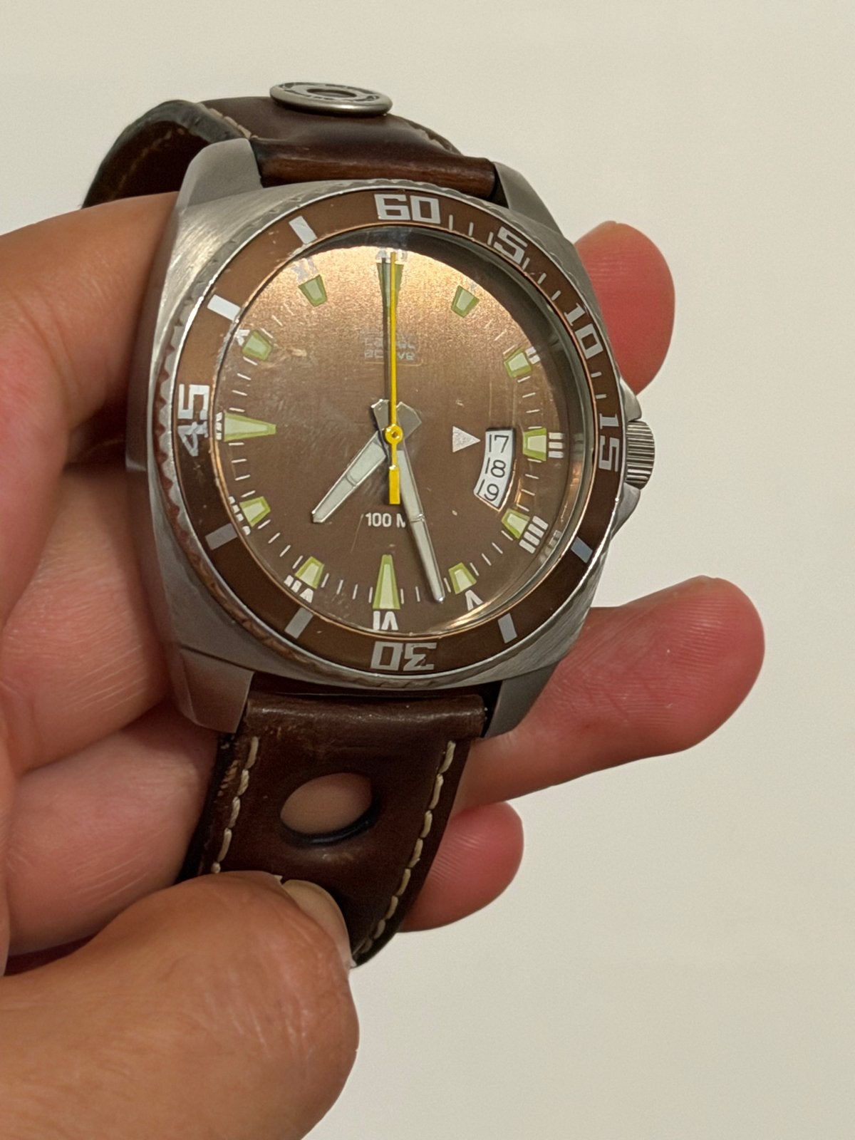 Camel Active Swiss Made Horloge - Bruin Lederen Band, Overige merken, Staal, Polshorloge, 1960 of later