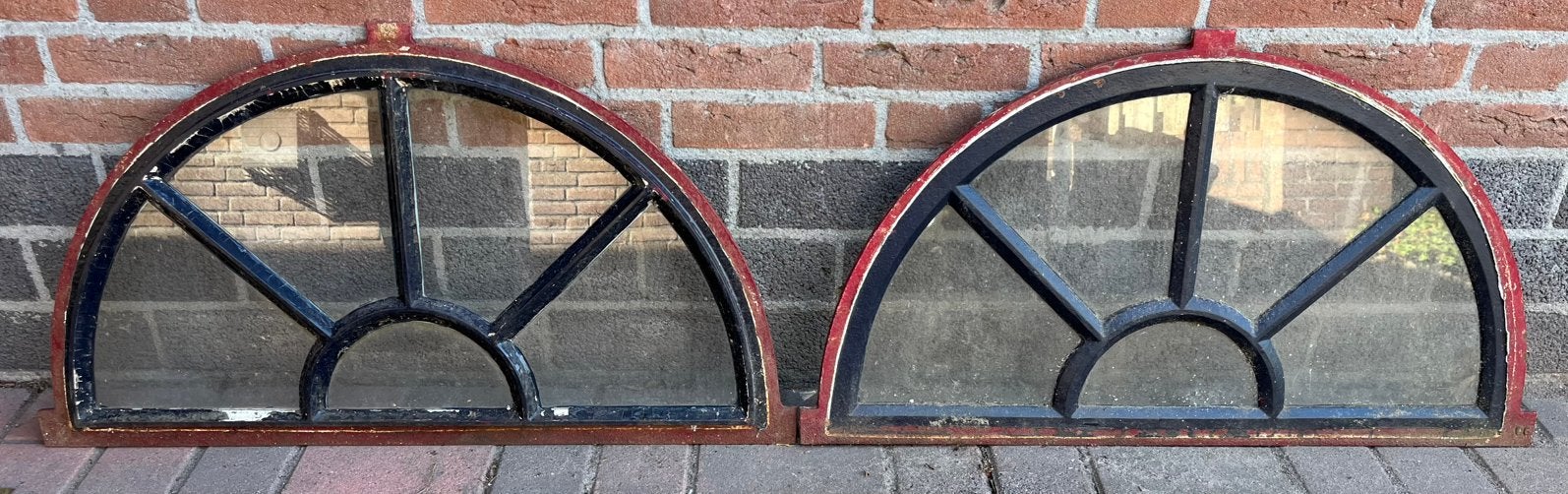 2 Originele gietijzeren stalramen - 76x42 cm met glas, Ophalen, Gebruikt, Minder dan 80 cm, Minder dan 80 cm