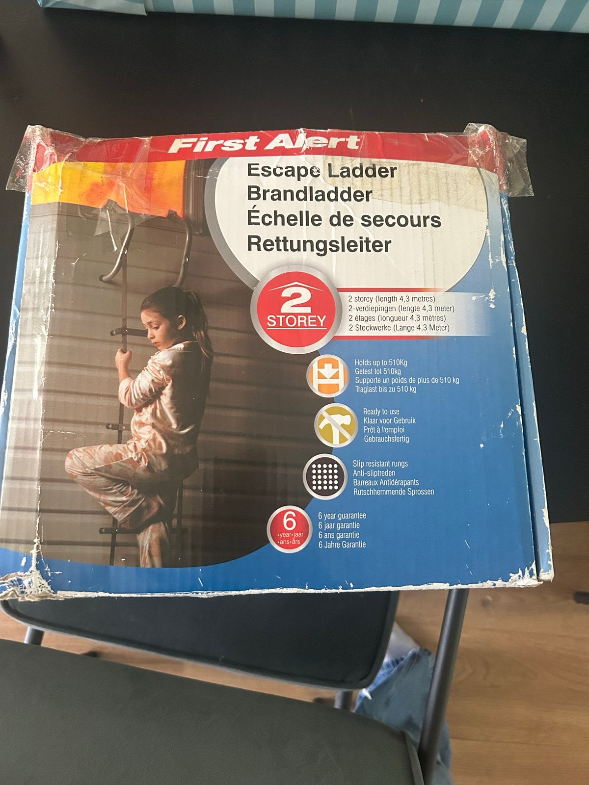 Nieuwe First Alert Brandladder tot 510 kg - 4,3 meter, Ophalen, Nieuw, Ladder, Opvouwbaar of Inschuifbaar