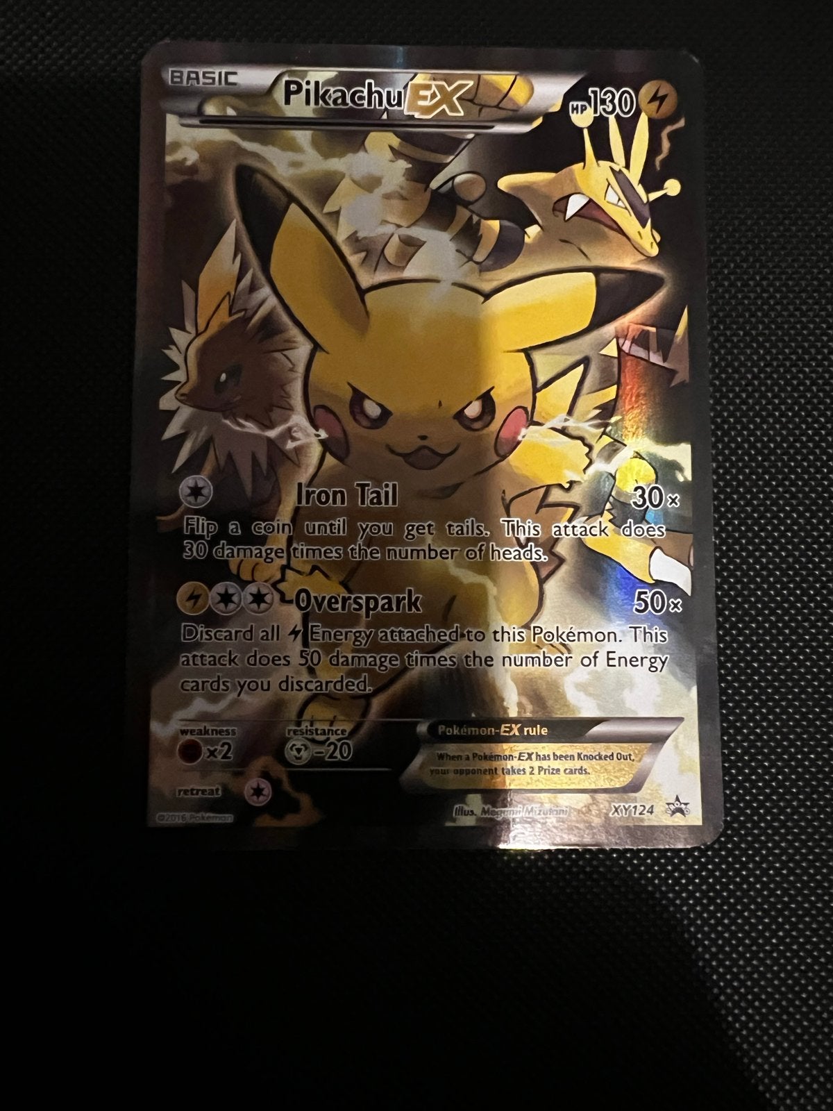 Pikachu EX XY124 Promo Pokémon Kaart (good), Ophalen of Verzenden, Gebruikt, Losse kaart, Foil