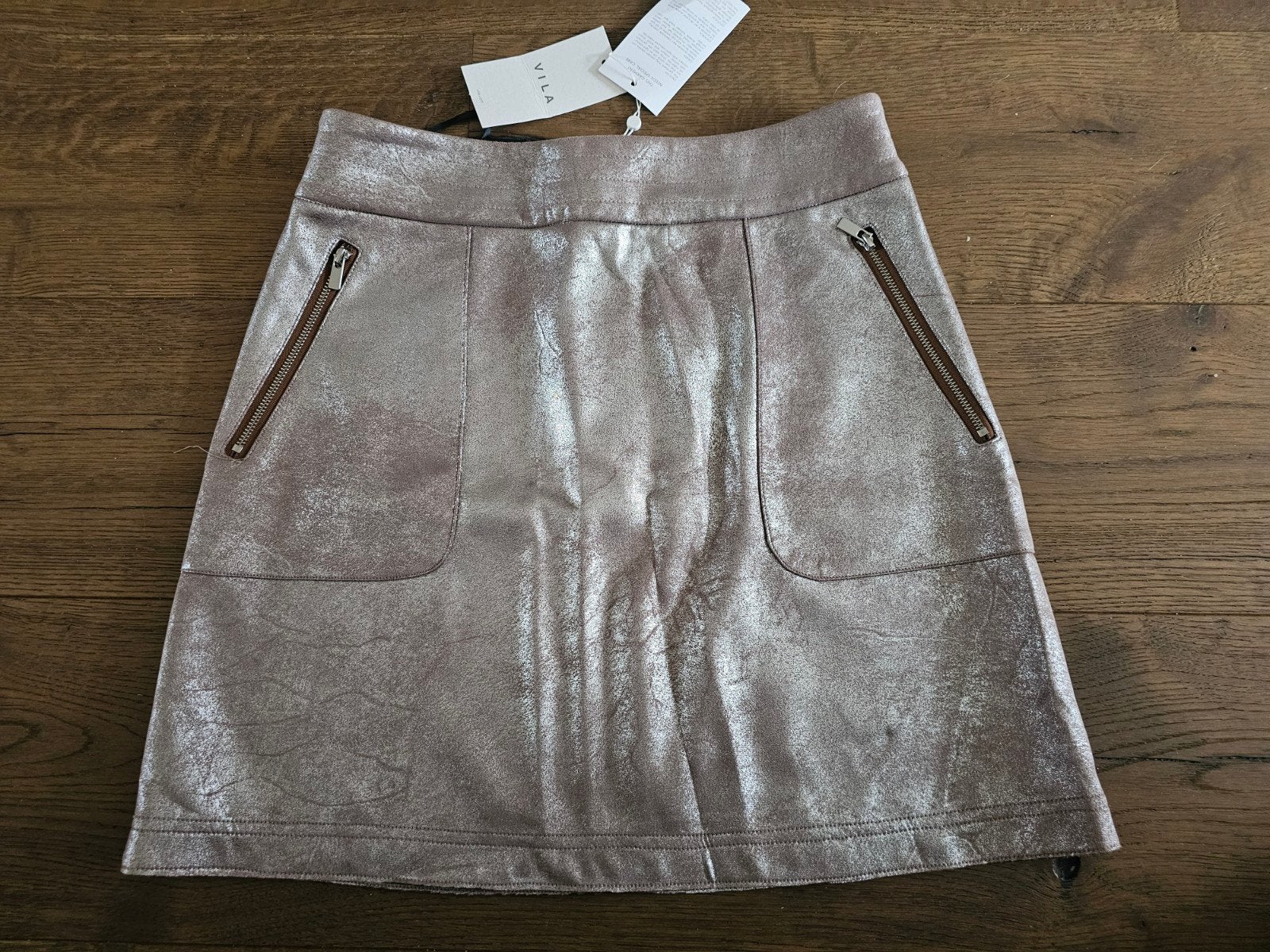 VILA VIMALLIES HW SHORT FOIL SKIRT - Nieuw met kaartje, Kleding | Dames, Maat 38/40 (M), VILA, Bruin, Nieuw