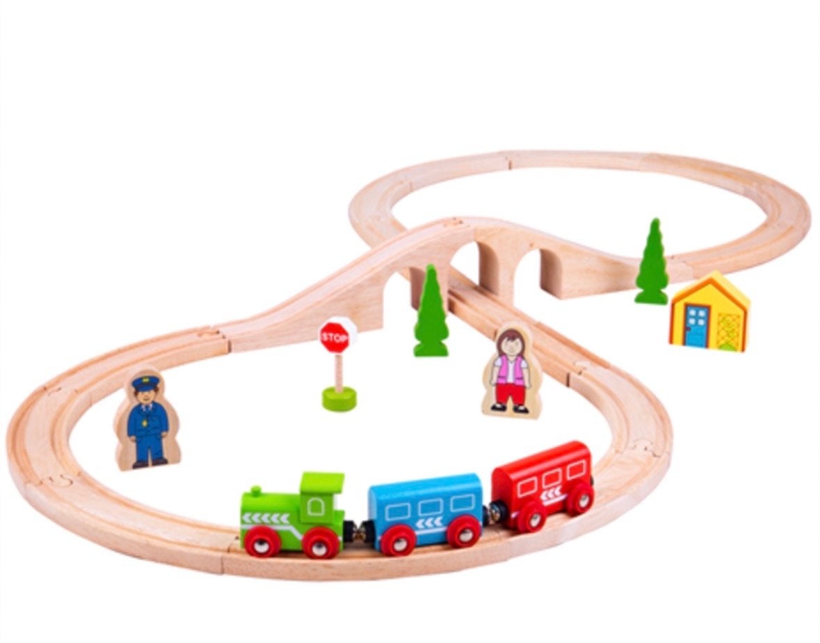 Houten Treinset met Brug en Accessoires, Ophalen, Zo goed als nieuw, Overige typen