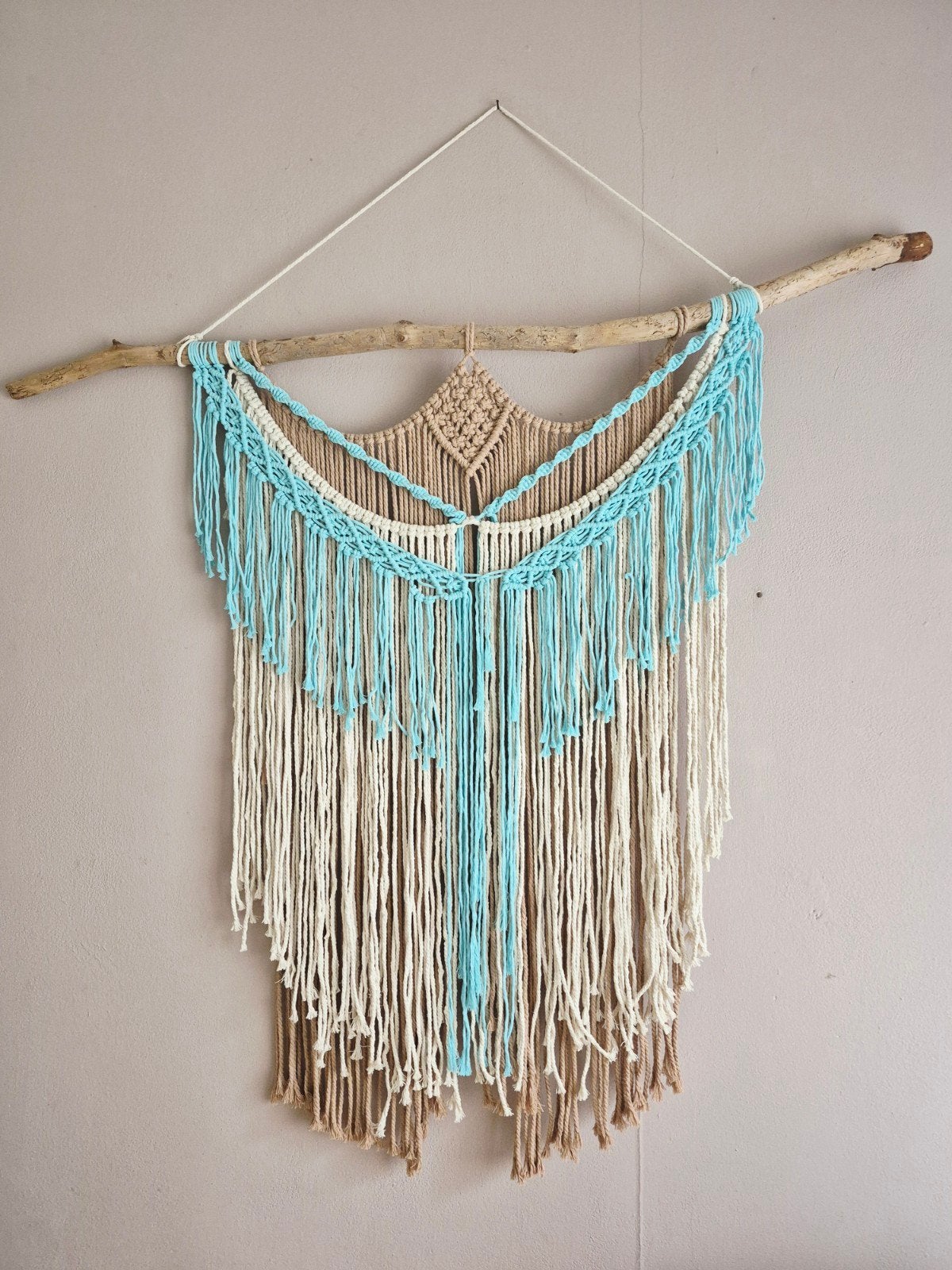 mooie grote macrame wandhanger!, Beige, Boho, Ophalen of Verzenden, Zo goed als nieuw