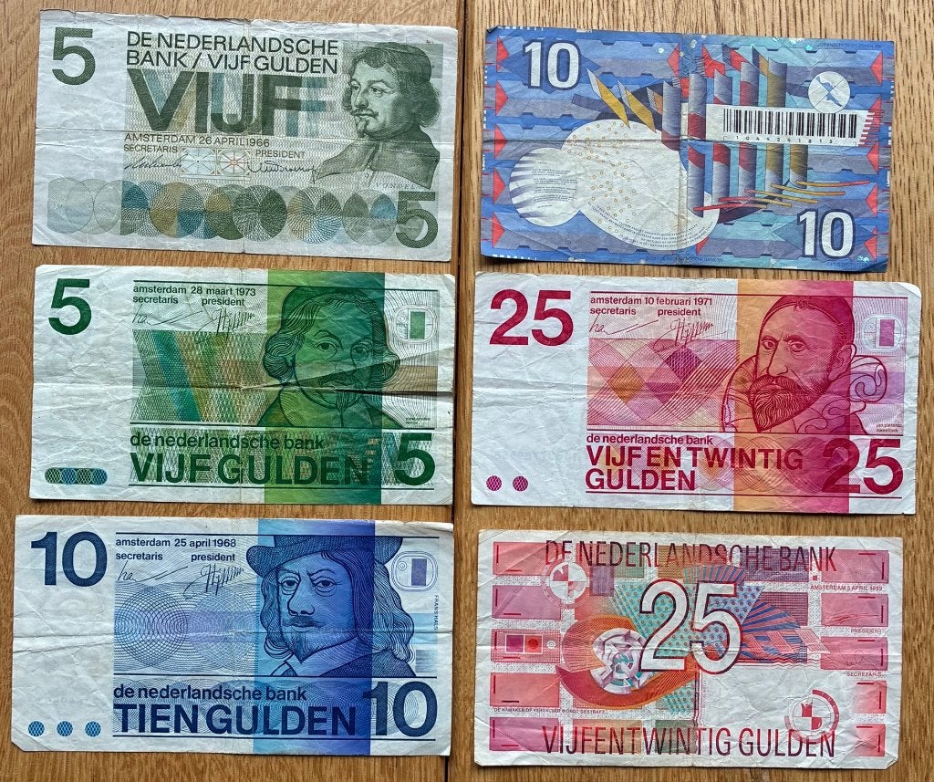 Setje oud Nederlands guldens (biljetten en munten) 2, Ophalen, 10 gulden, Setje