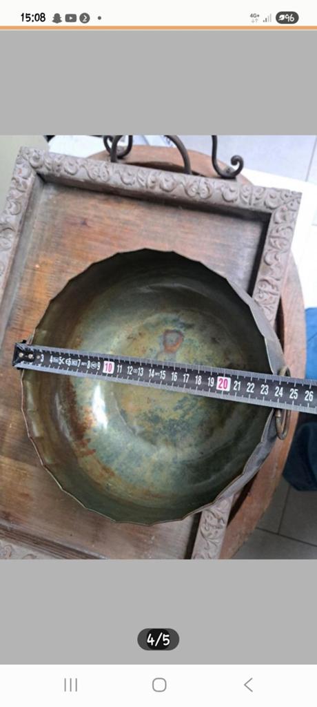 Antieke koperen kom met handvatten - Decoratief, Ophalen of Verzenden