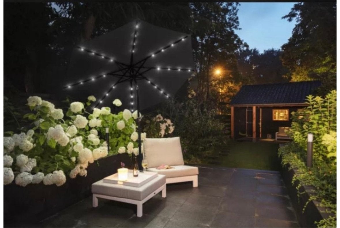 Lifa Garden LED Parasol Zwart - 270 cm Diameter, Tuin en Terras, Parasols, Ophalen, Nieuw, 2 tot 3 meter, Stokparasol