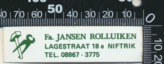 Sticker: Jansen Rolluiken - Niftrik (2), Ophalen of Verzenden, Zo goed als nieuw, Bedrijf of Vereniging