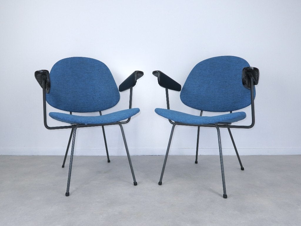 armstoelen Gispen Kembo petrol blauw 50s 60s, Ophalen, Gebruikt, Minder dan 75 cm, -
