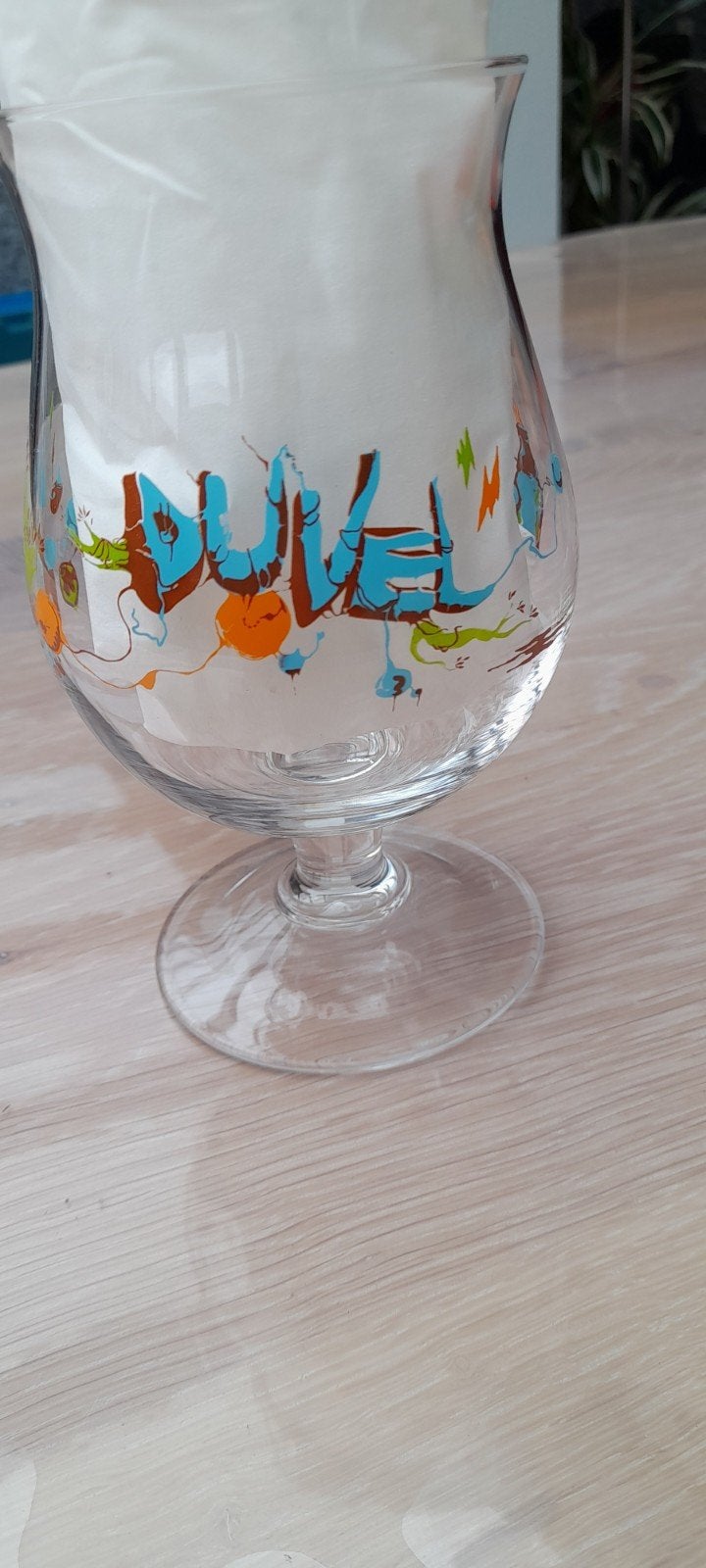 Duvel bierglas  Yan Sorgi, Ophalen of Verzenden, Zo goed als nieuw, Glas of Glazen, Duvel