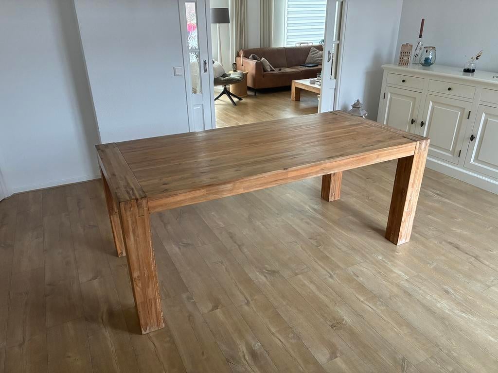 Eettafel en salontafel teakhout, Ophalen, Teakhout, 200 cm of meer, 50 tot 100 cm