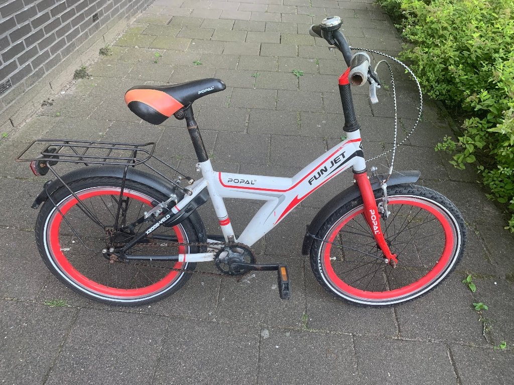 Kinder Fietsje POPAL FUN JET, Ophalen, Terugtraprem, Gebruikt, Minder dan 16 inch