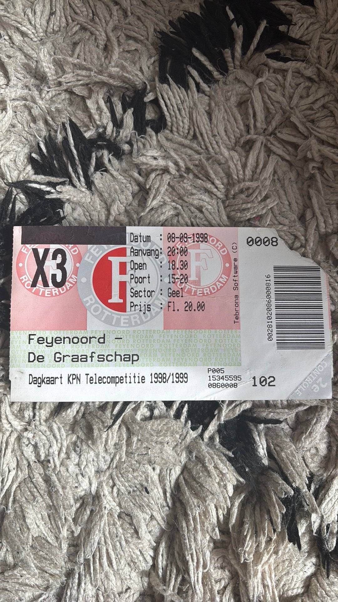 Oud stadionticket feyenoord de graafschap 1998, Verzenden, Feyenoord