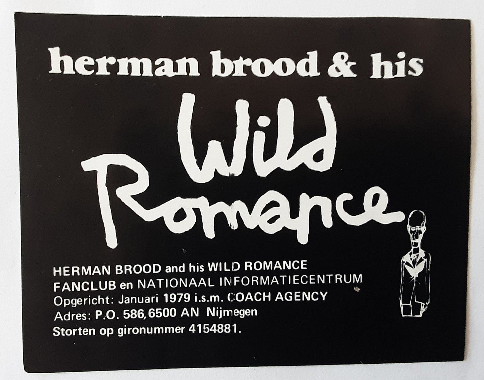 Herman Brood & His Wild Romance Fanclub sticker 1979, Ophalen of Verzenden, Nieuw