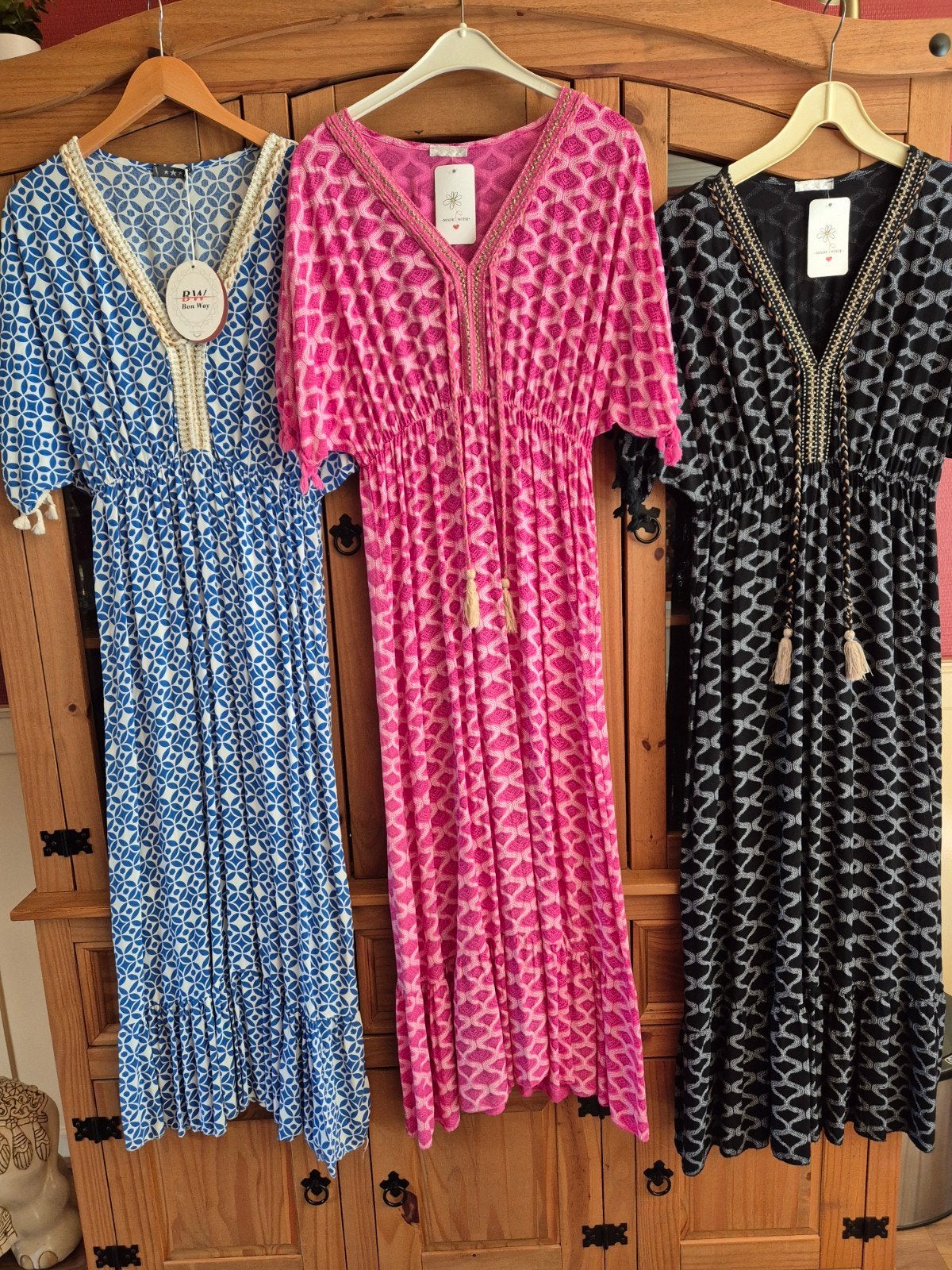 3 lange jurken Ibiza stijl one size NIEUW, Kleding | Dames, Jurken, Ophalen of Verzenden, Nieuw, Maat 38/40 (M), Onder de knie
