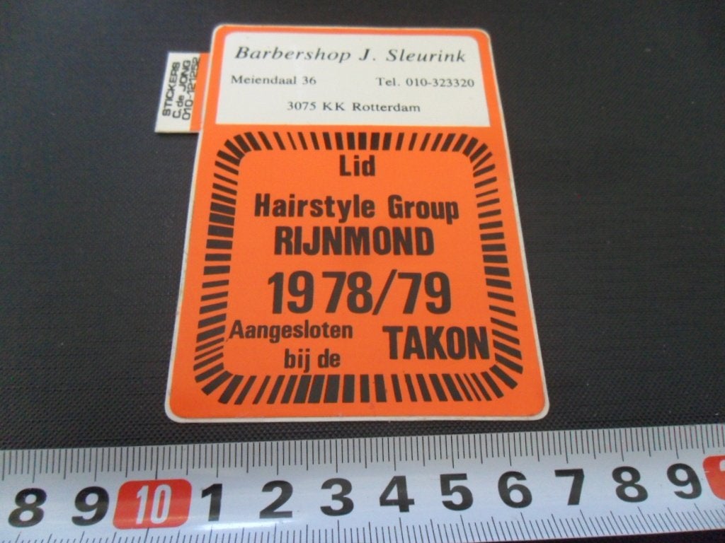 sticker Rotterdam Barbershop J. Sleurink  Hairstyle rijnmon, Ophalen, Zo goed als nieuw