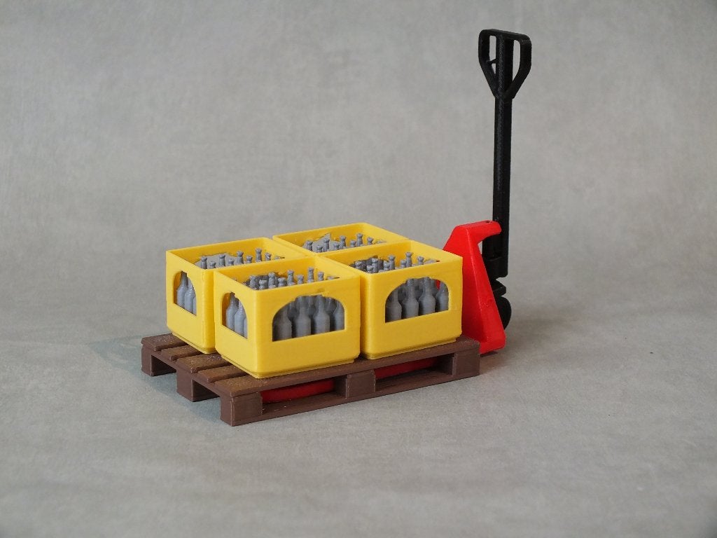 Palletwagen rood met kratjes drank 1:18, Ophalen of Verzenden, Nieuw, Overige merken