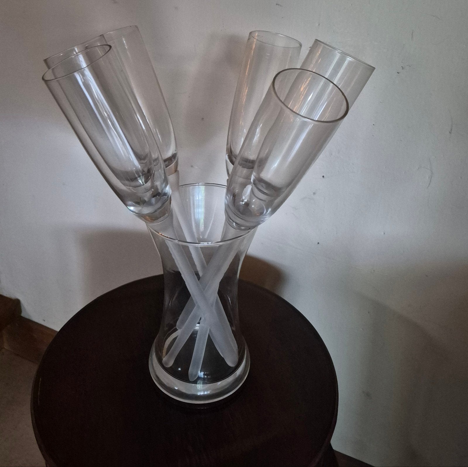 Set van 6 champagneglazen in houder, Ophalen, Wit, Glas, Overige typen