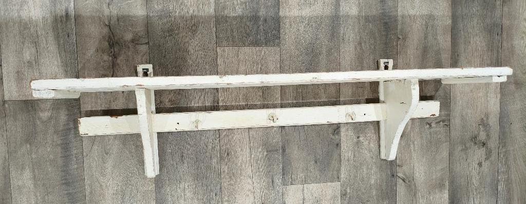Robuuste Vintage Wandplank / Keukenrek met Haken – 120 cm, Ophalen, Gebruikt