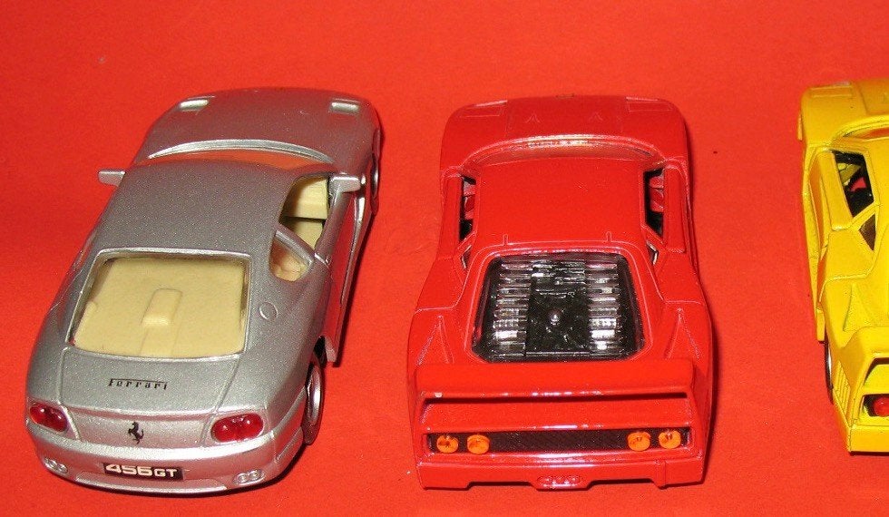 3x Maisto Shell auto Ferrari 250GTO F40 en 456GT 1/38 1/39, Ophalen of Verzenden, Gebruikt, Auto