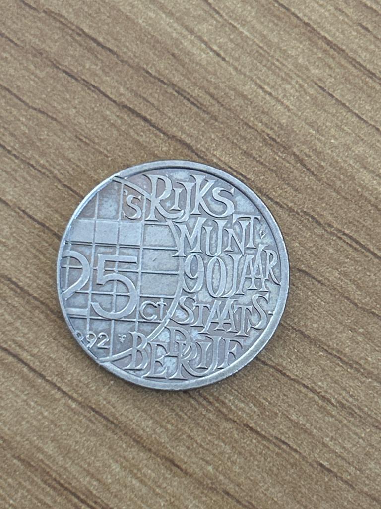25 cent munt - Rijkspostspaarbank - uitgiftejaar 1992, Ophalen of Verzenden, Koningin Wilhelmina, 25 cent, Losse munt