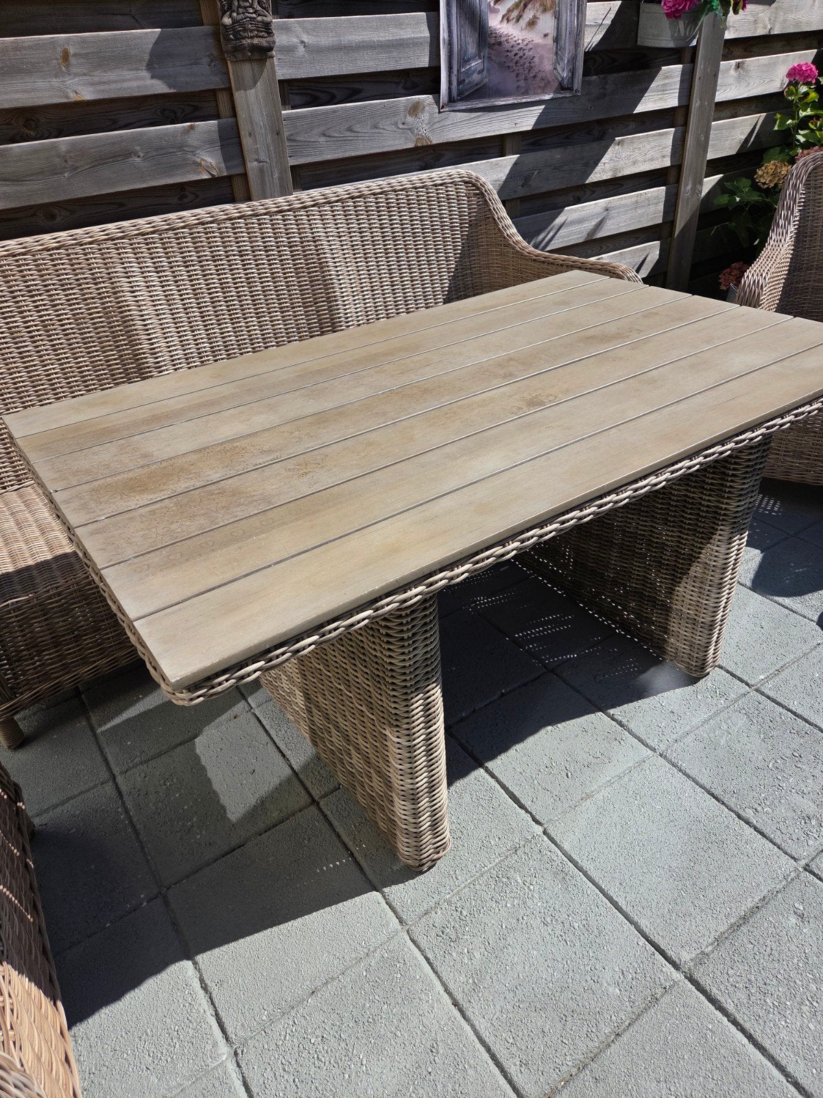 Wicker tuintafel, 4 zitplaatsen, Gebruikt, Ophalen of Verzenden, Wicker