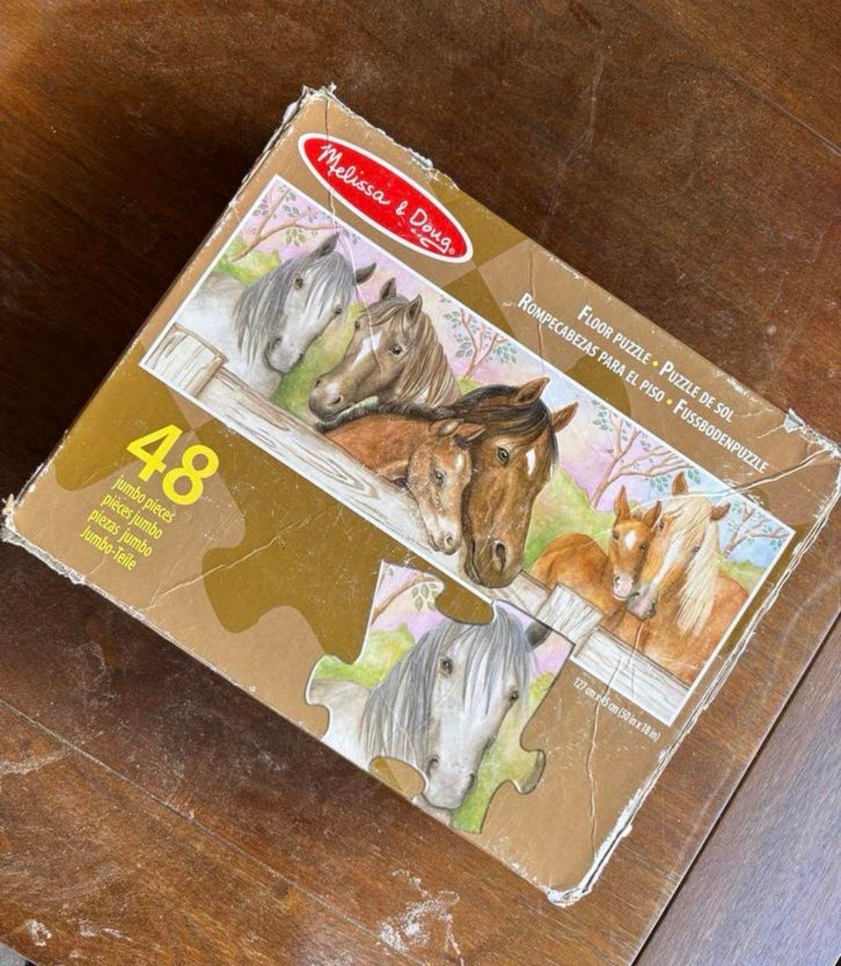 Melissa & Doug Vloerpuzzel Paarden (48 stukjes), Kinderen en Baby's, Speelgoed | Kinderpuzzels, Ophalen of Verzenden, 10 tot 50 stukjes