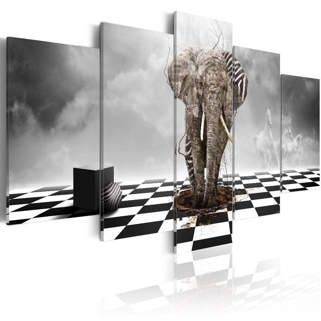 501 Olifant XXL 5 Luik Canvas Schilderij 200x100cm Nieuw, Ophalen of Verzenden, Nieuw, 125 cm of meer, Schilderij