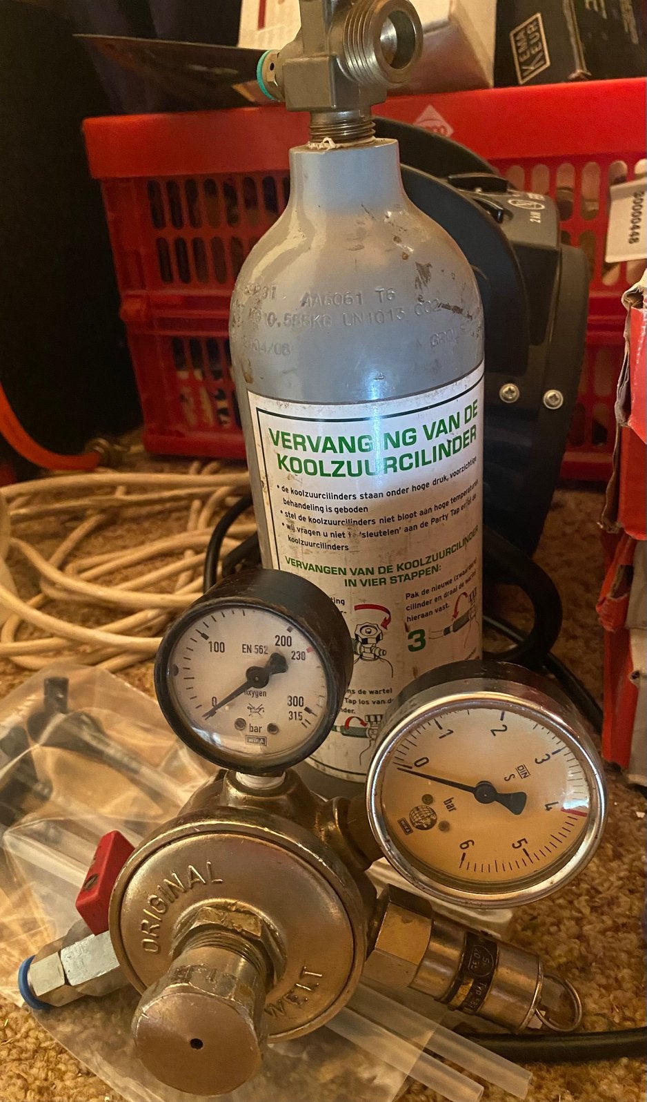 Koolzuur gas plus druk meter, Ophalen