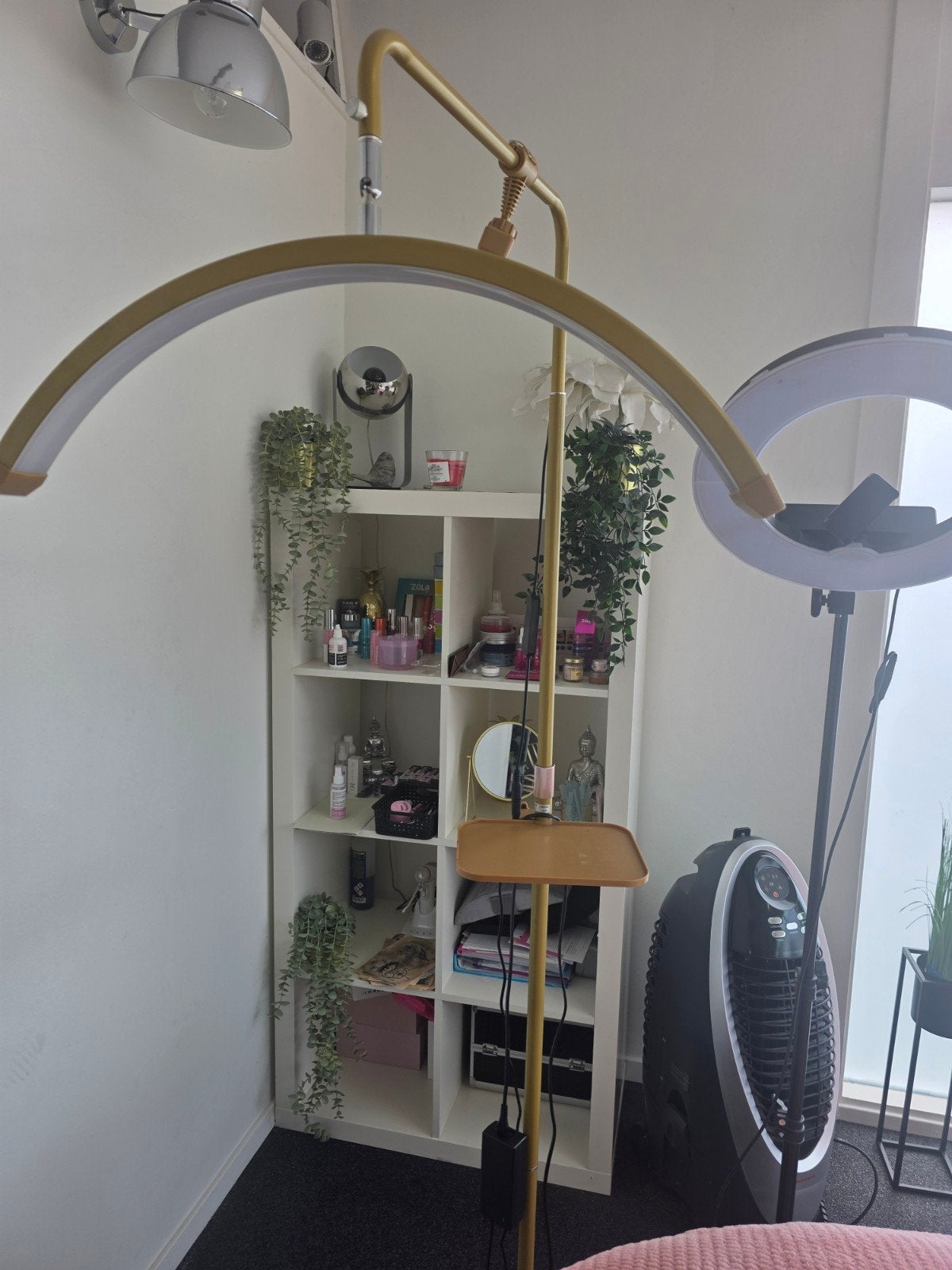 Gouden LED Wimperlamp / Schoonheidslamp met Telefoonhouder, Overige merken, Overige fittingen, Zo goed als nieuw, Goud