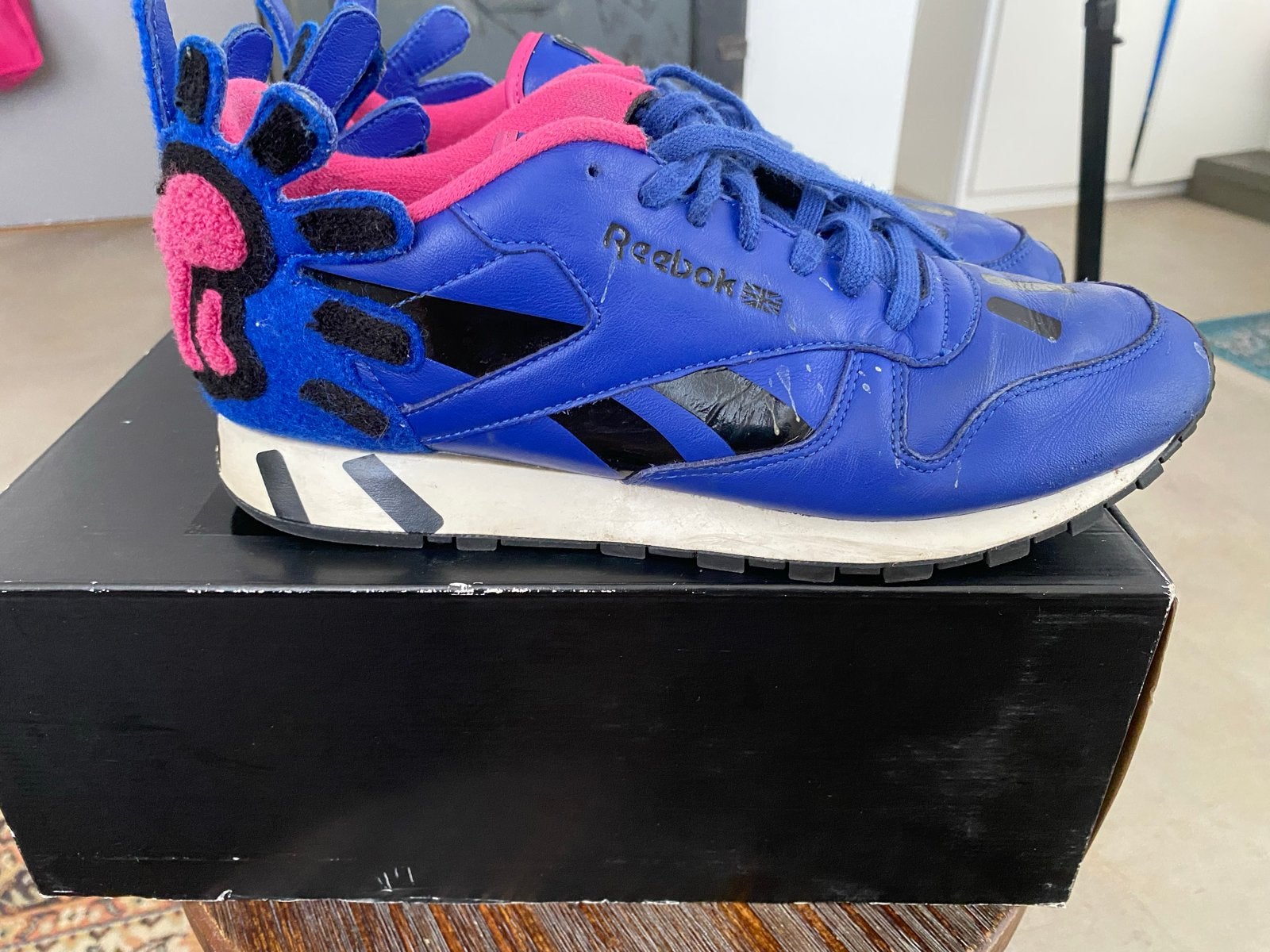 Reebok CL LTHR LUX Keith Haring Sneakers - Maat 39, Sneakers of Gympen, Gedragen, Verzenden, Blauw