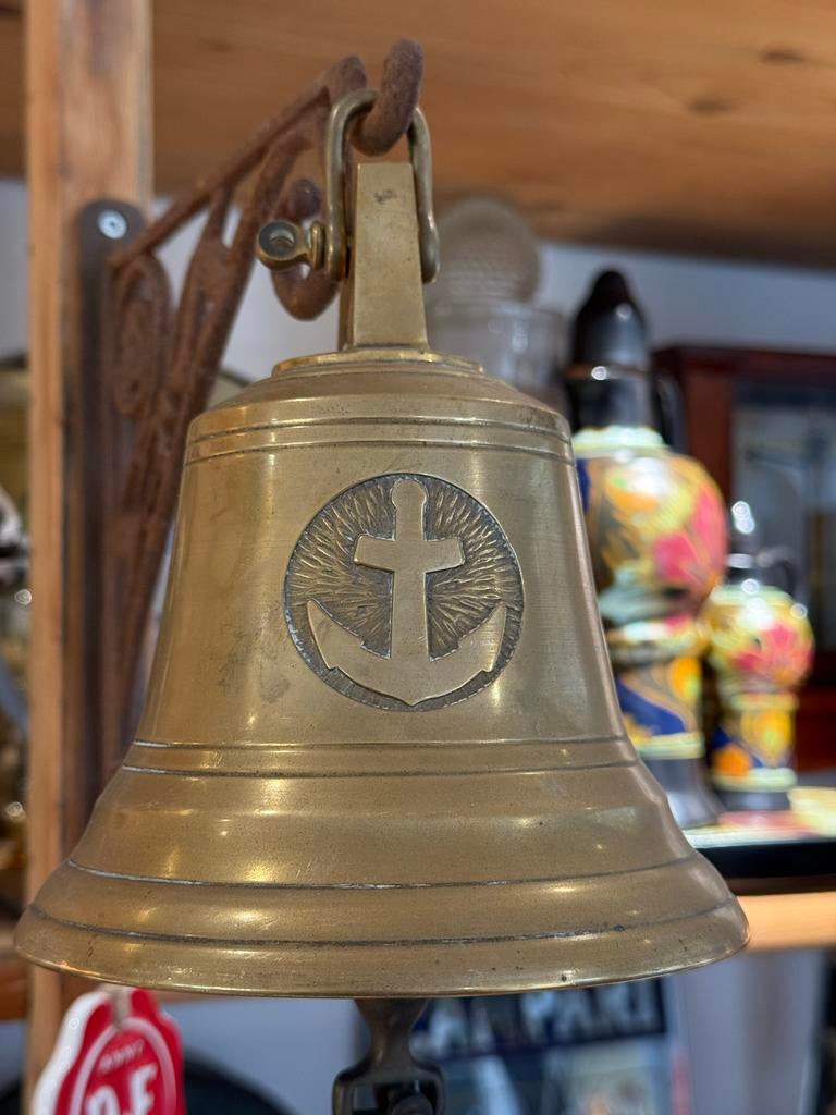 Vintage Messing Scheepsbel met Anker, Antiek en Kunst, Ophalen of Verzenden