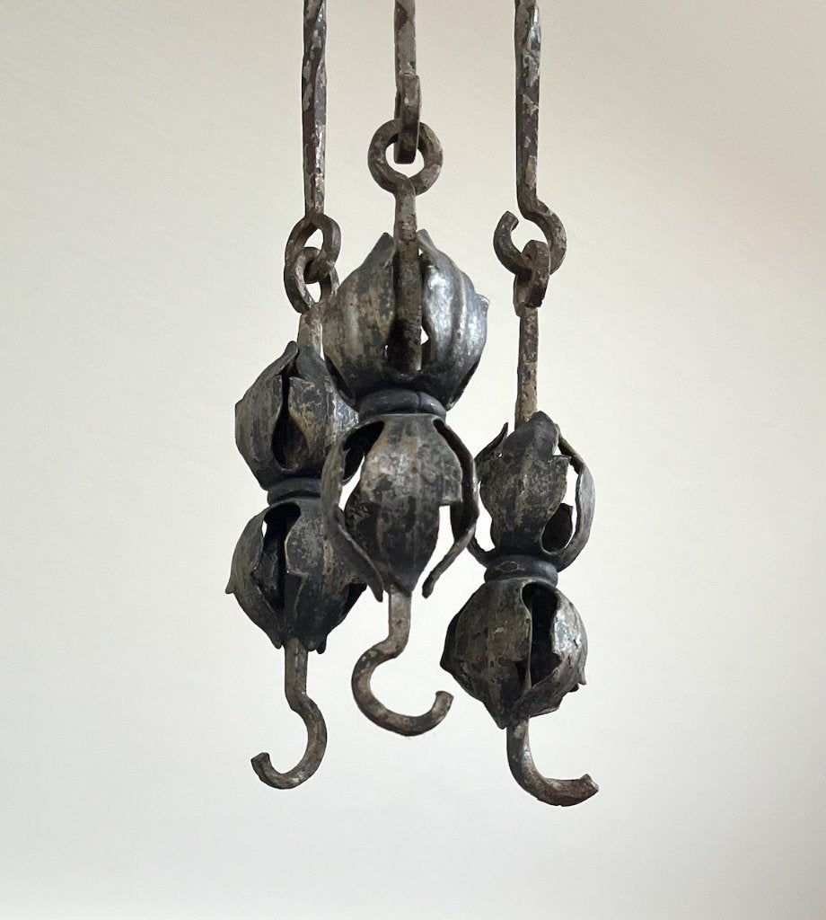 Antieke Franse middeleeuws lamphouder drie armen, Antiek en Kunst, Ophalen of Verzenden