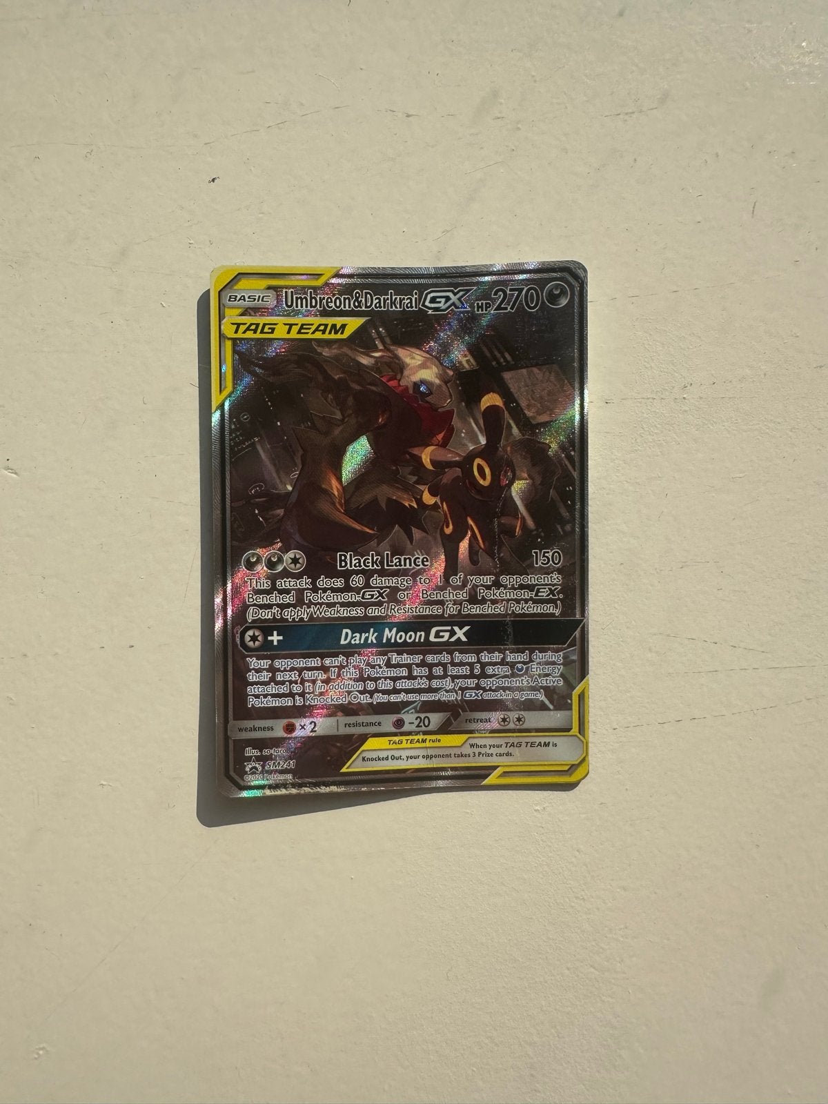 Pokémon kaart Umbreon & Darkrai GX TAG TEAM, Verzenden, Gebruikt, Losse kaart, Foil