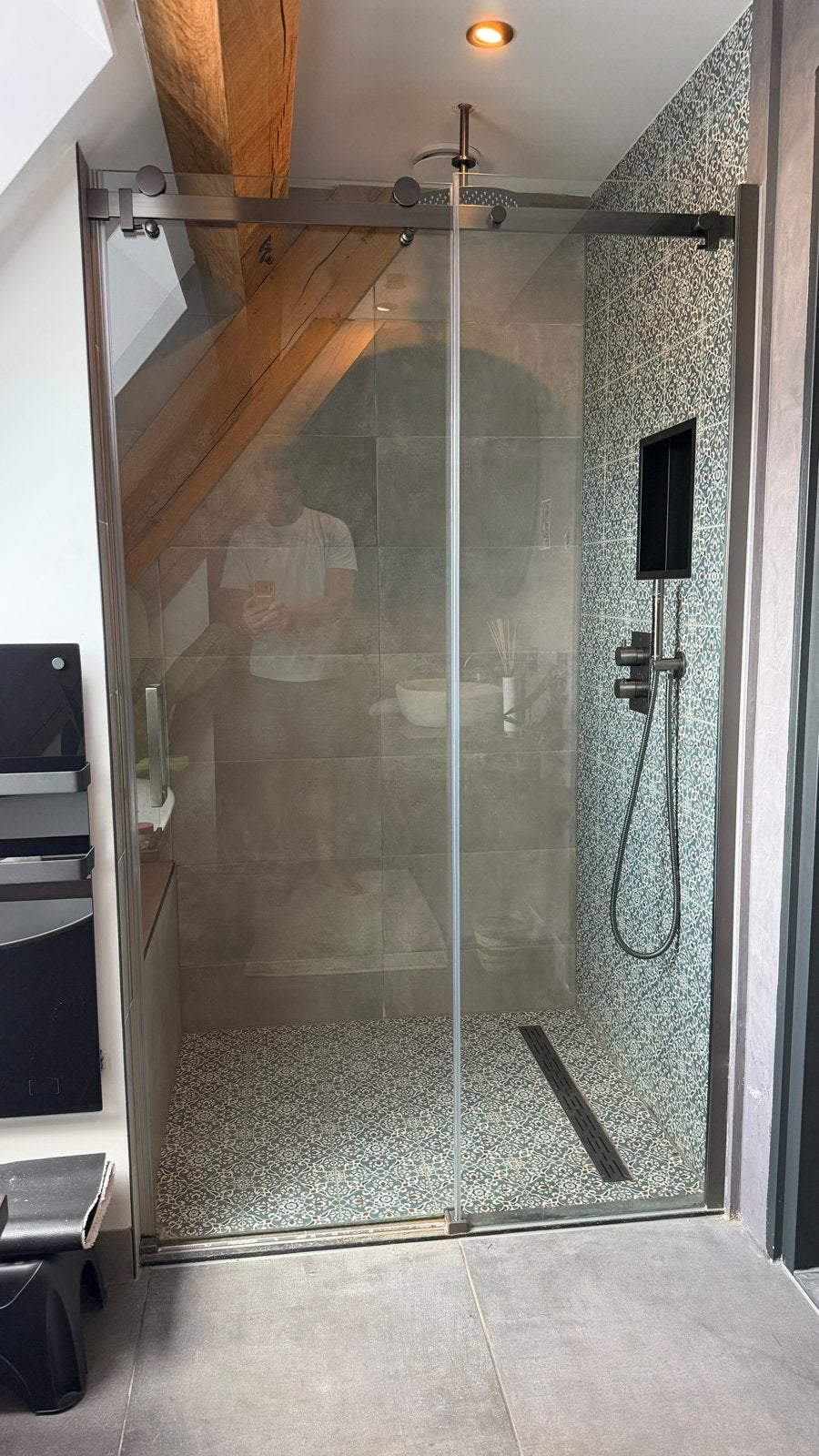 Moderne glazen schuifdeur voor douche ruimte, Ophalen, Gebruikt, Douche