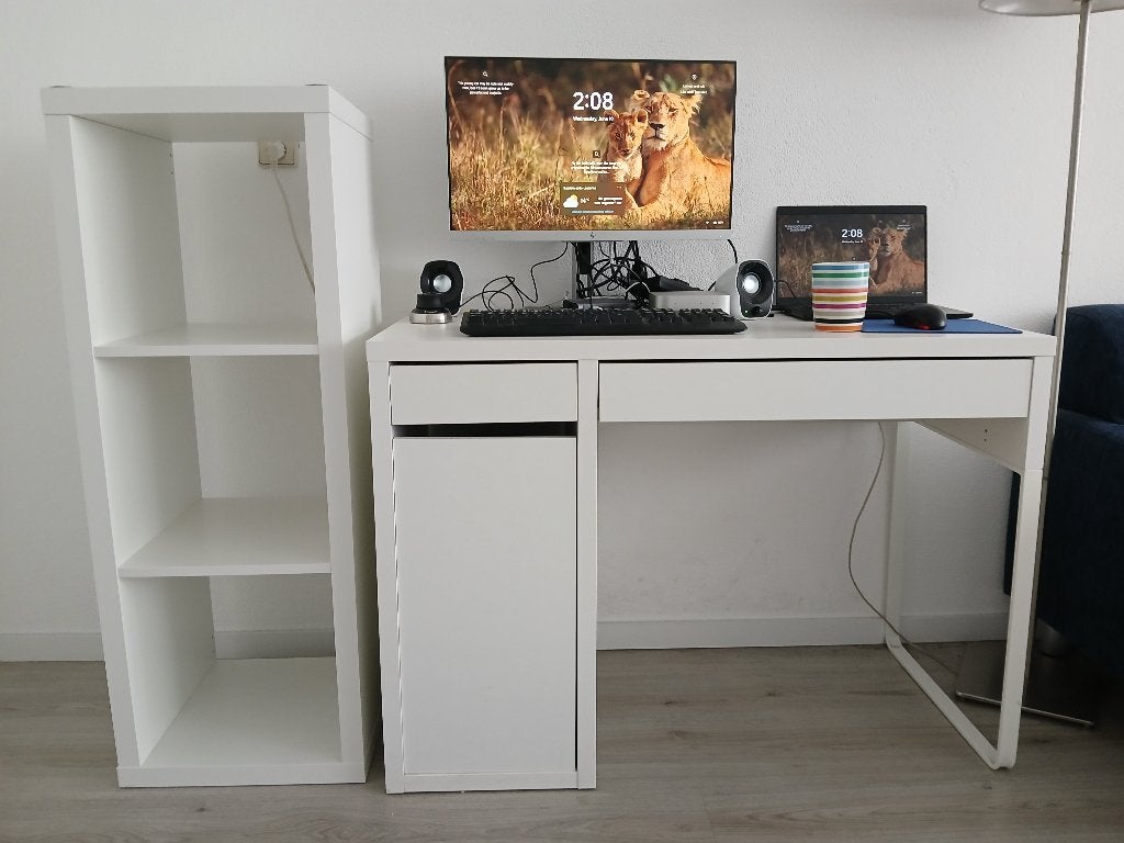 TAFEL MICKE + KALLAX OPEN KAST, Ophalen, Zo goed als nieuw, IKEA, Computerbureau