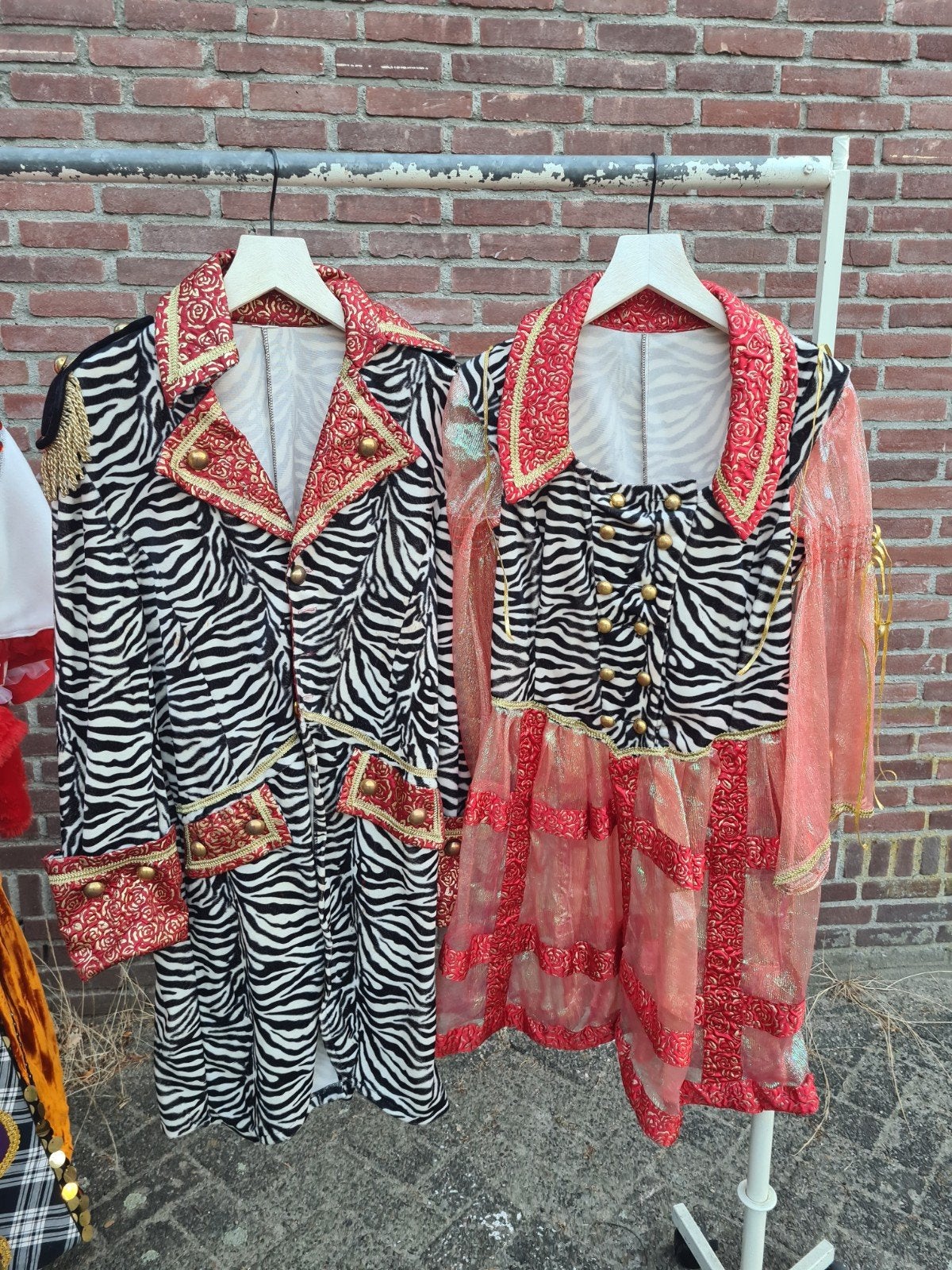 Carnavalsset voor man en vrouw - jas en jurk M/L, Kleding | Dames, Carnavalskleding en Feestkleding, Maat 38/40 (M), Carnaval