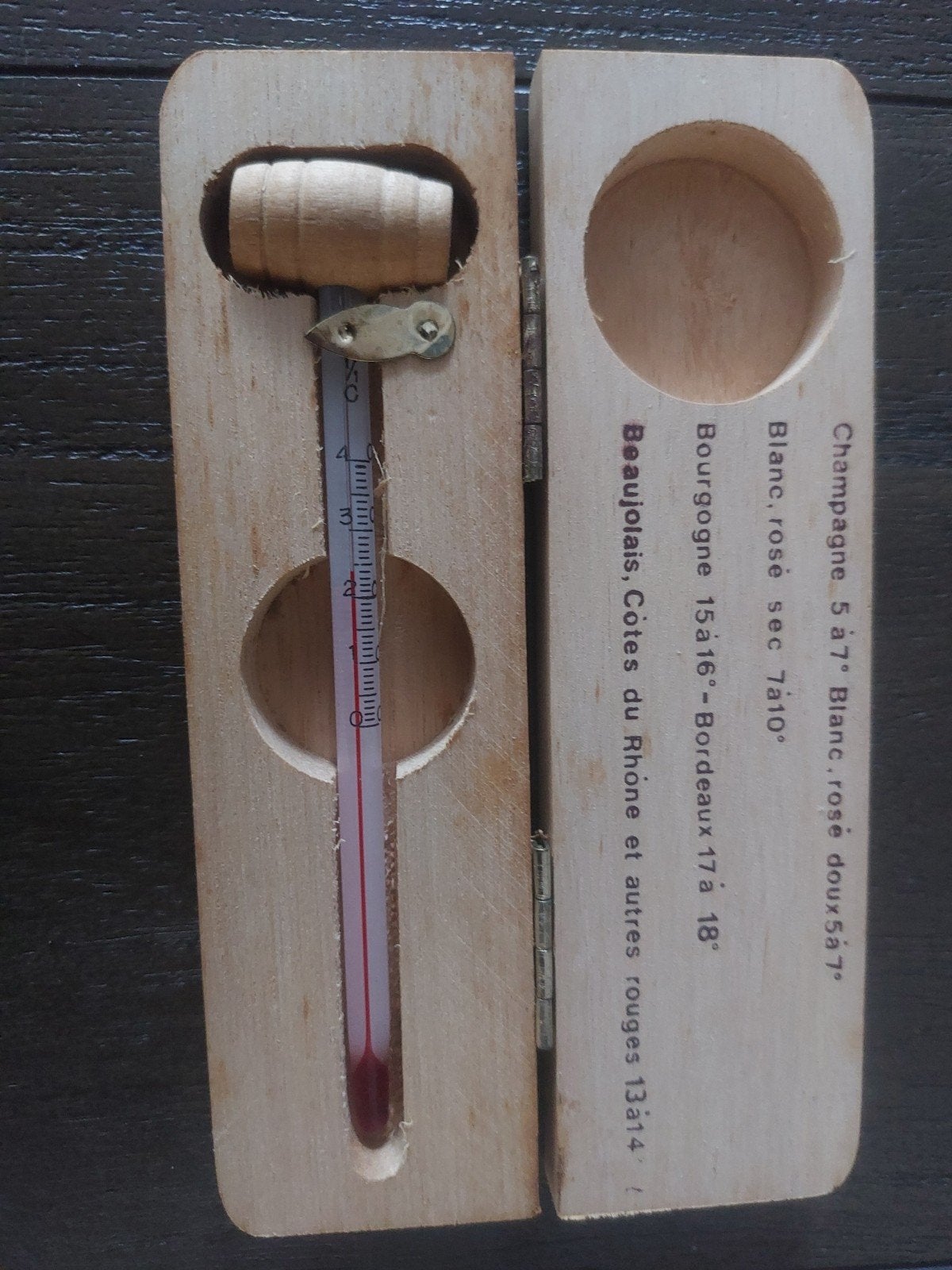 Vintage Wijnthermometer in Houten Kistje - Frankrijk, Ophalen of Verzenden