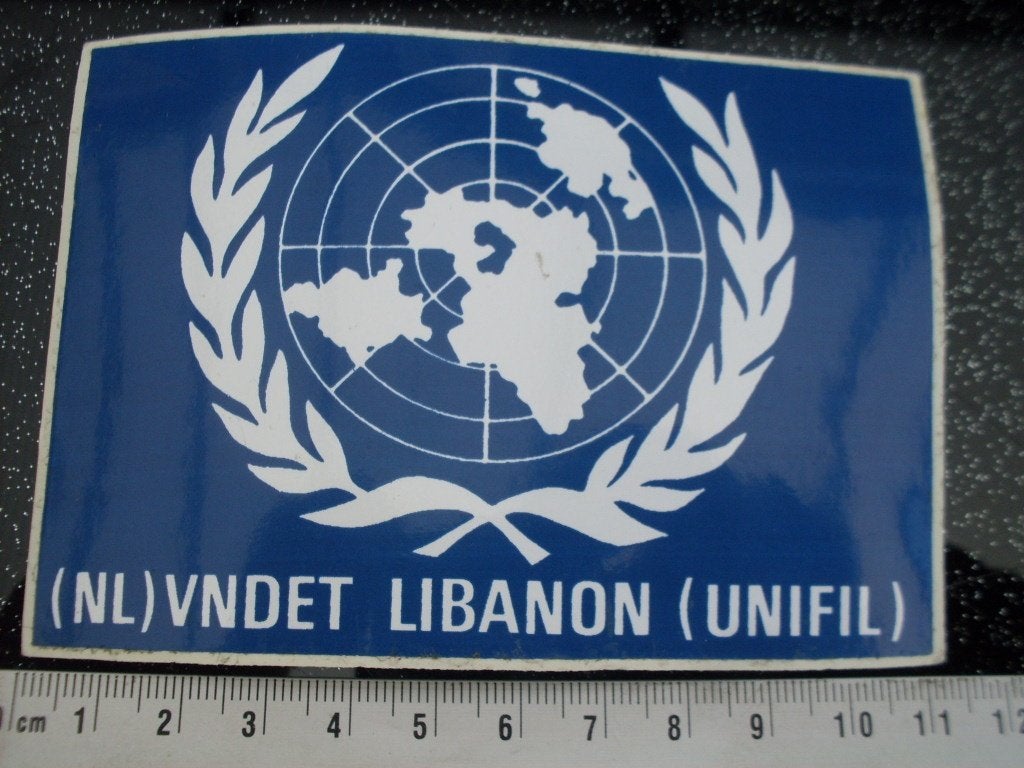 sticker (NL) vndet libanon (UNIFIL) logo embleem, Verzenden, Zo goed als nieuw, Bedrijf of Vereniging