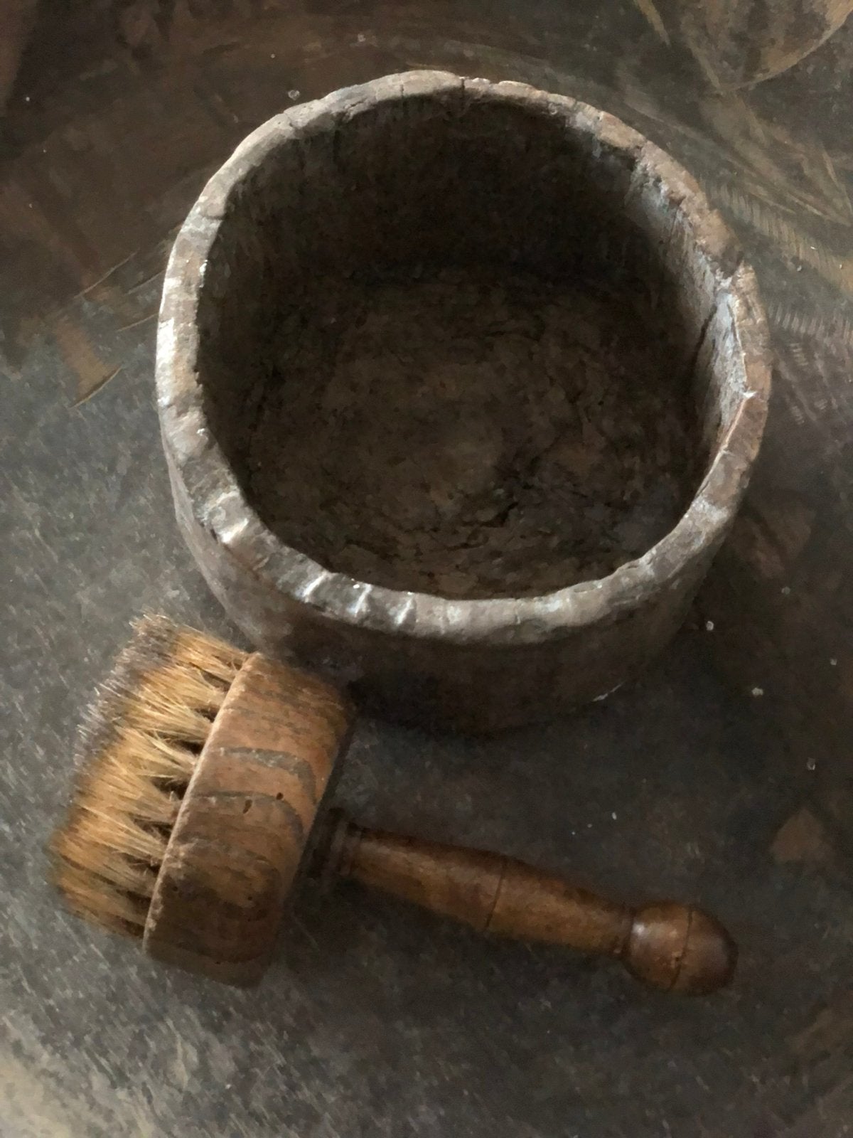 Oude handgemaakte borstel sober sleets Brocante landelijk, Antiek en Kunst, Curiosa en Brocante, Ophalen of Verzenden