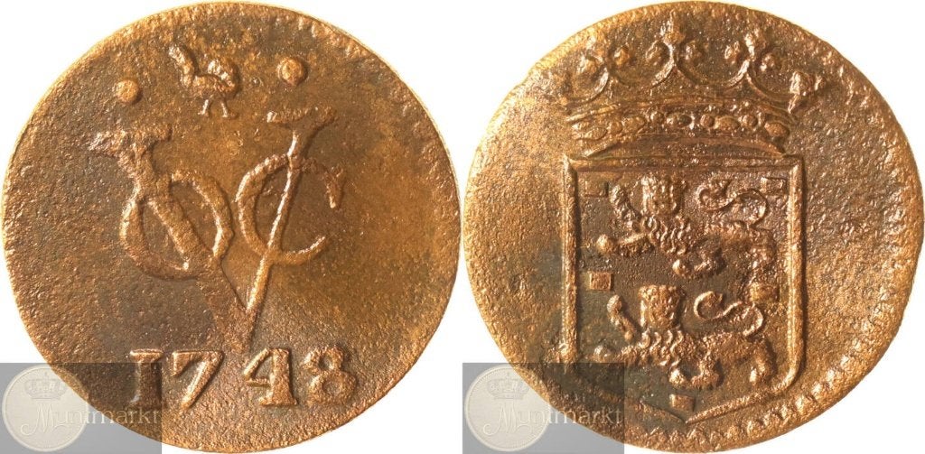 V.O.C. - West-Friesland - Duit 1748 - Medemblik, Ophalen of Verzenden, Vóór koninkrijk, Overige waardes, Losse munt