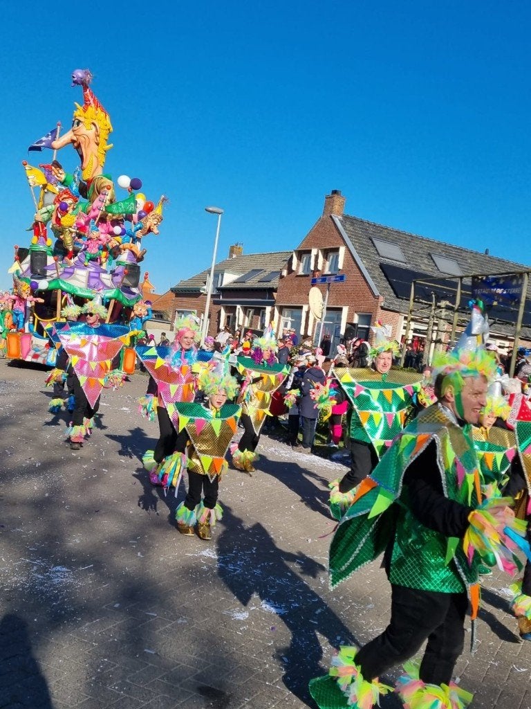 Carnavalswagen loopgroep feestvlag te koop, Ophalen, Zo goed als nieuw, Kostuum, Carnaval