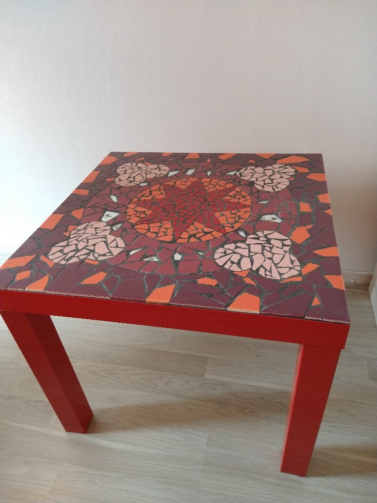 mozaiektafeltje, Huis en Inrichting, Tafels | Bijzettafels, Minder dan 55 cm, Gebruikt, Vierkant, Kunst