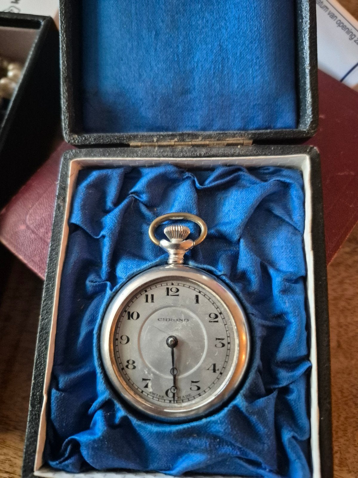 Antiek Zakhorloge 'Chrono' in Originele Doos, Sieraden, Tassen en Uiterlijk, Horloges | Antiek, Overige merken, Zakhorloge, 1900 tot 1930