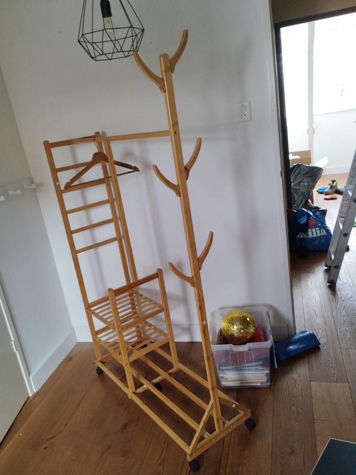 Bamboo kledingrek / kapstok voor tienerkamer of hal, Ophalen, Overige typen, Zo goed als nieuw, 150 tot 200 cm