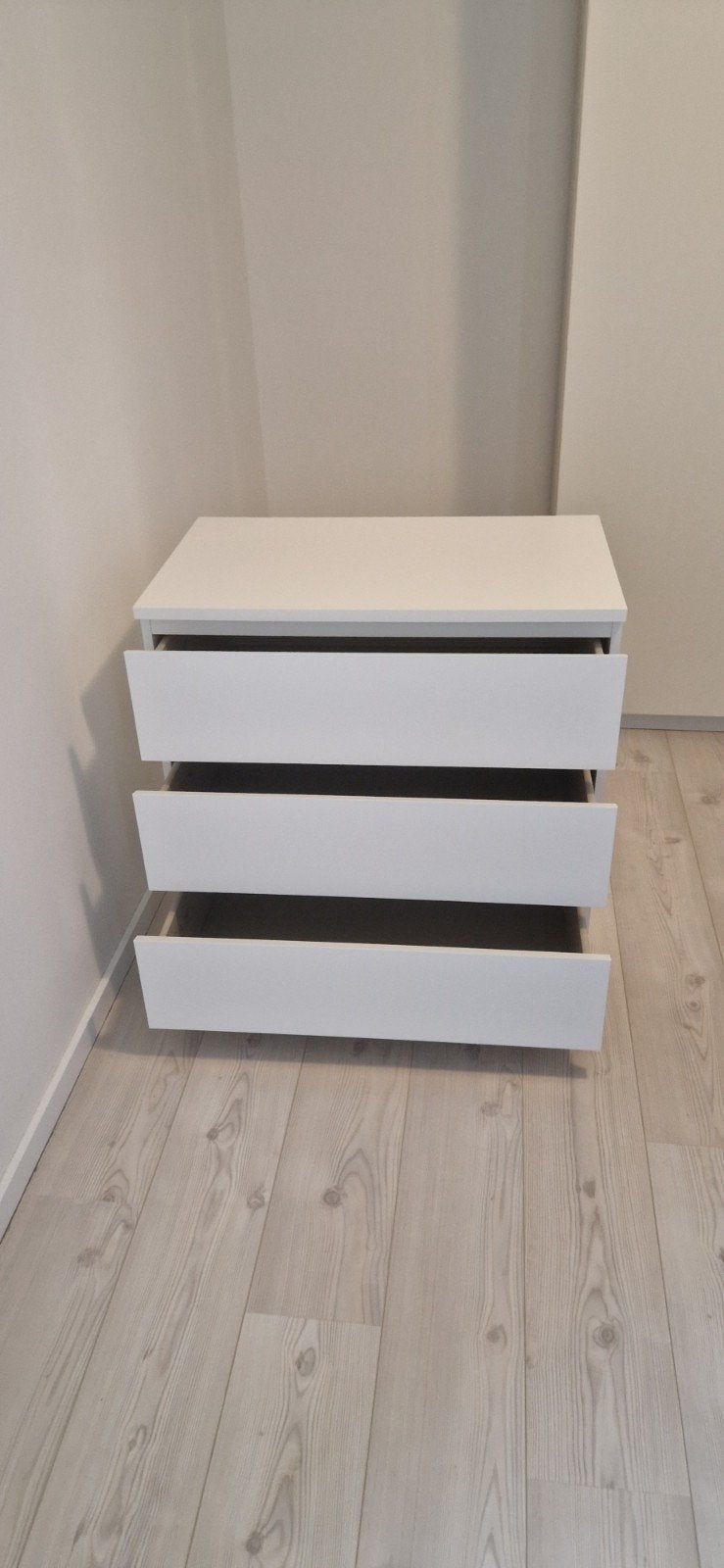IKEA Malm ladekast met 3 laden - wit, Gebruikt, 3 of 4 laden, Minder dan 100 cm, 25 tot 50 cm