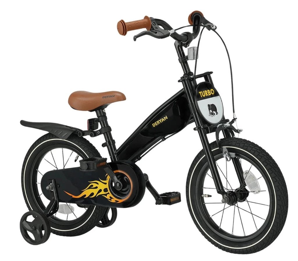 DERYAN Turbo 3-in-1 Kinderfiets 14 inch – Zwart, Zijwieltjes, Team@deryan.com, Ophalen of Verzenden, Minder dan 16 inch