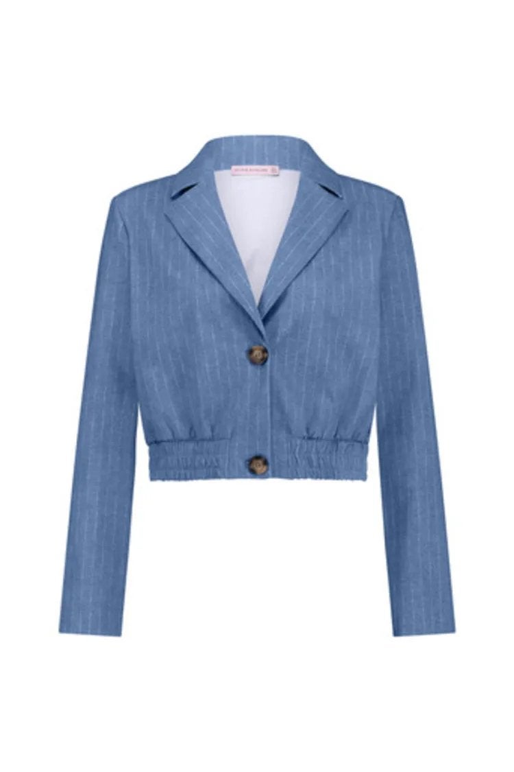 Studio anneloes ruby pinstripe blazer M denim blue travel, Maat 38/40 (M), Blauw, Ophalen of Verzenden, Zo goed als nieuw