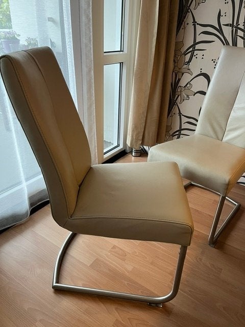Henders en Hazel leren eetkamerstoelen met verend onderstel, Gebruikt, Twee, Overige kleuren, Leer