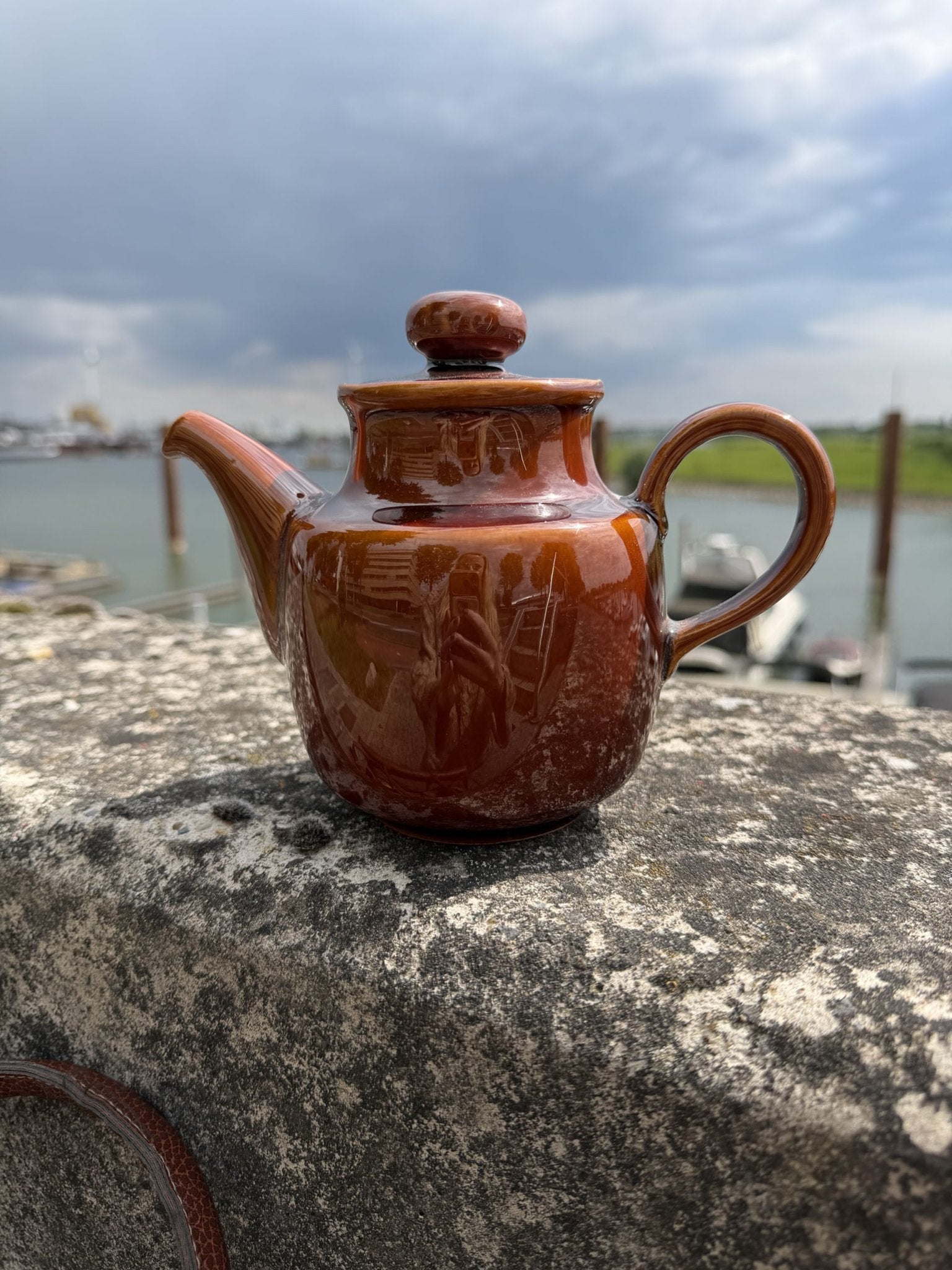 Colditz Bruine Vintage Keramische Theepot, Ophalen of Verzenden, Gebruikt