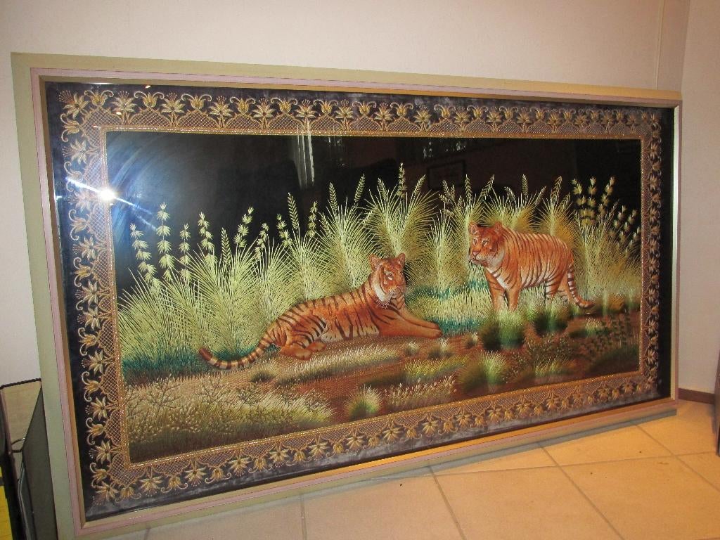 Schilderij met 2 Bengaalse tijgers, Antiek en Kunst, Ophalen